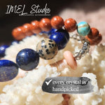 Delicate Coral Moon beads bracelet by IMEL Studio for consciousness and intuition